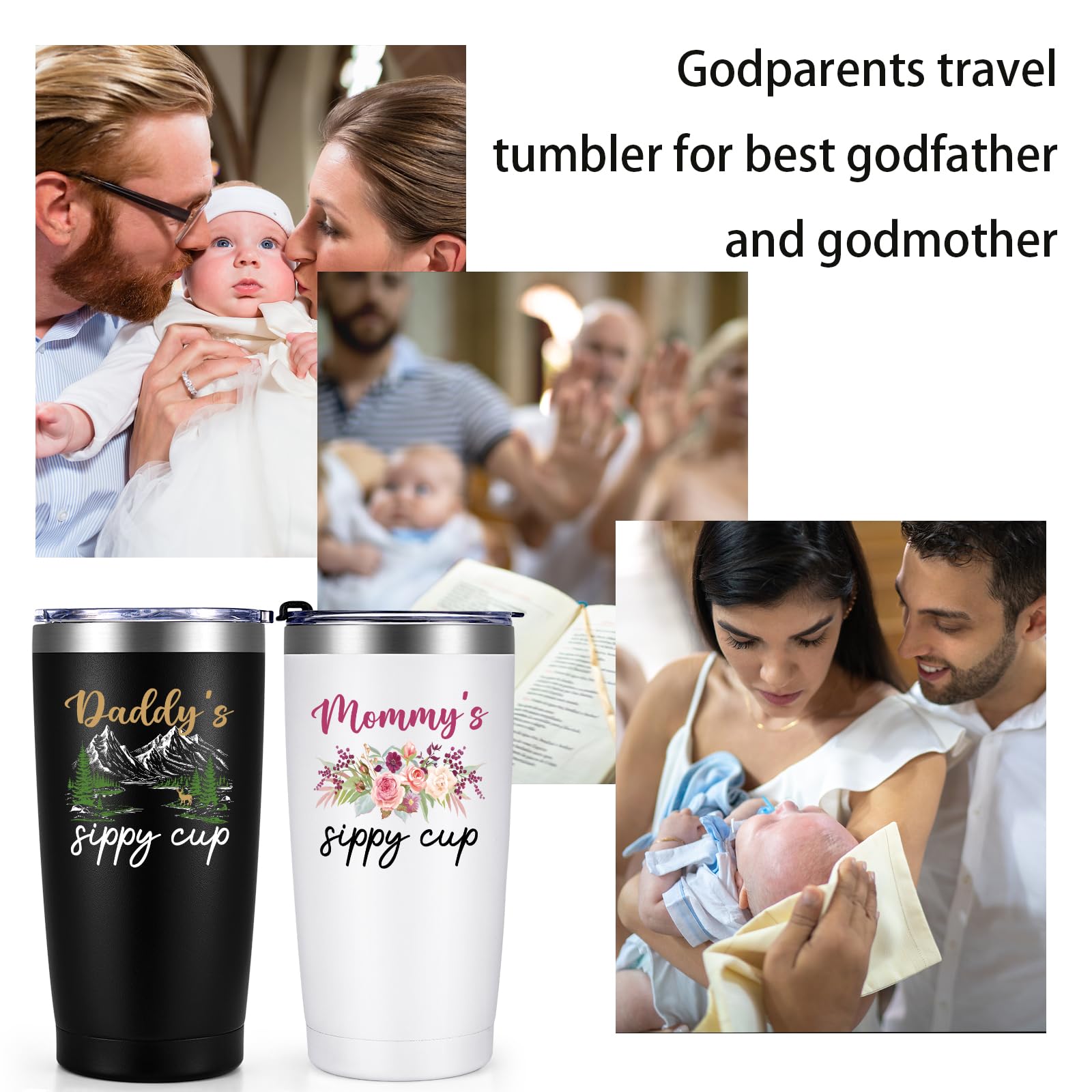 Qtencas New Parents Gifts for Couples, Daddy's Sippy Cup and Mommy's Sippy Cup Tumbler Set, Mom and Dad Gift, Father's Day Thanksgiving Christmas Baby Shower Gifts for First-Time mom and Dad, 20oz