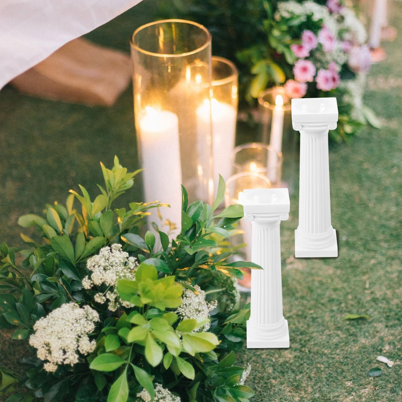 VICASKY Roman Pillar Statues - 6 Pcs Greek Column Decor for Weddings & Photography | White Miniature Columns 4.92 Inch
