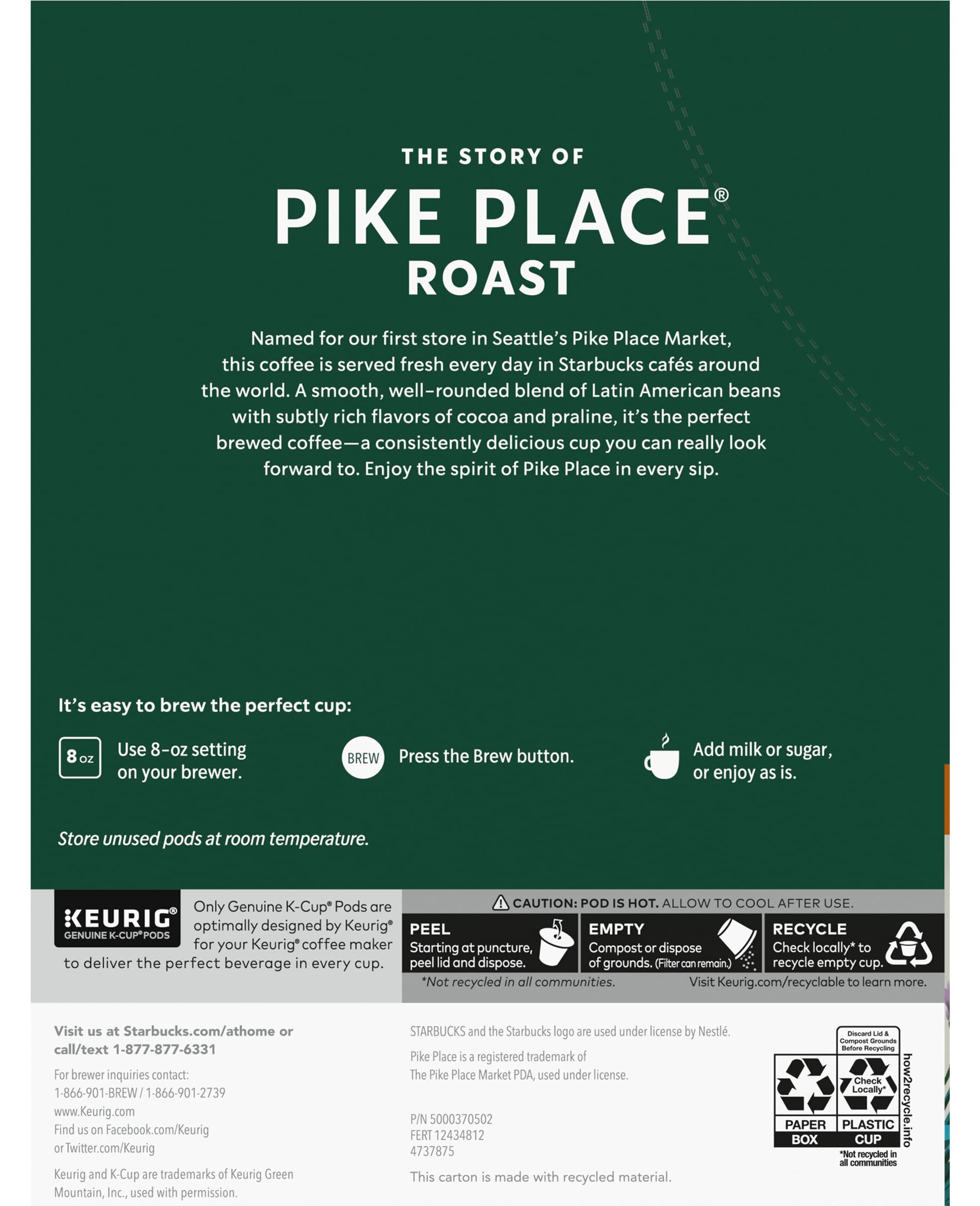Starbucks Pike Place Roast Coffee K-Cup Portion Packs for Keurig Brewers, 72 Count (3 boxes of 24 K-Cups)