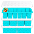 3-Pack Silicone Freezer Trays with Lid,2 Large 2-Cup(500ml)&4 Medium 1-Cup(125ml)&6 Small 1/2-Cup(75ml) Soup Freezer Container Molds,Ice Cube Tray For Meal Prep&Freezing Soup,Stews,Sauces