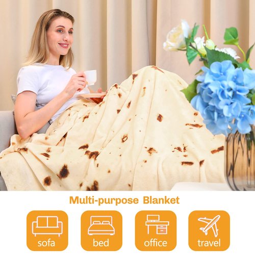 M&C Music Color Tortilla Blanket, 71 in Double Sided Giant Round Funny Blanket for Adults, Teens & Kids