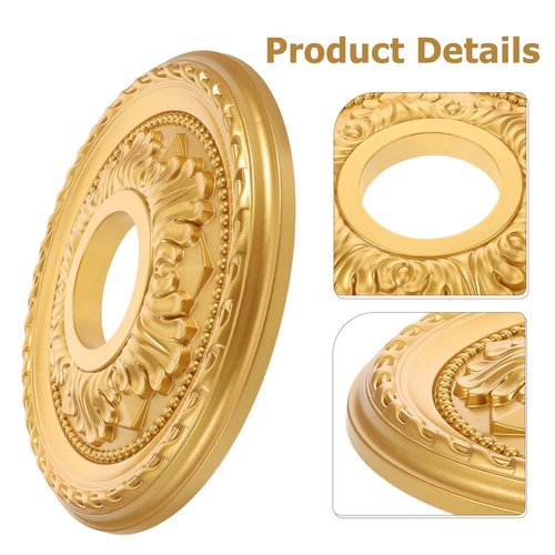 Cabilock Round Ceiling Medallion Plate for Light Fixtures 12.20 Inch Gold Ceiling Medallion Cover for Home Lighting Living Room Bedroom and Dining Room
