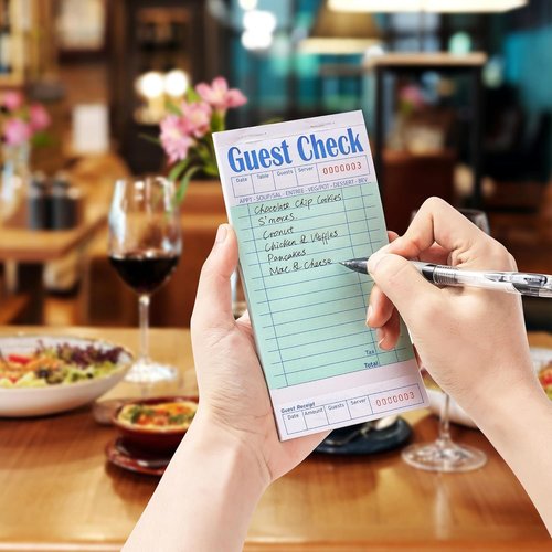 ZPARIK 20 Pack/1000 Tickets Guest Checks Books for Servers, Green Server Books for Waitress, Server Note Pads for Restaurants