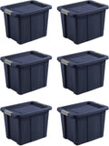 Sterilite 18 Gallon Heavy Duty Storage Bins - 6-Pack with Lids in Dark Indigo