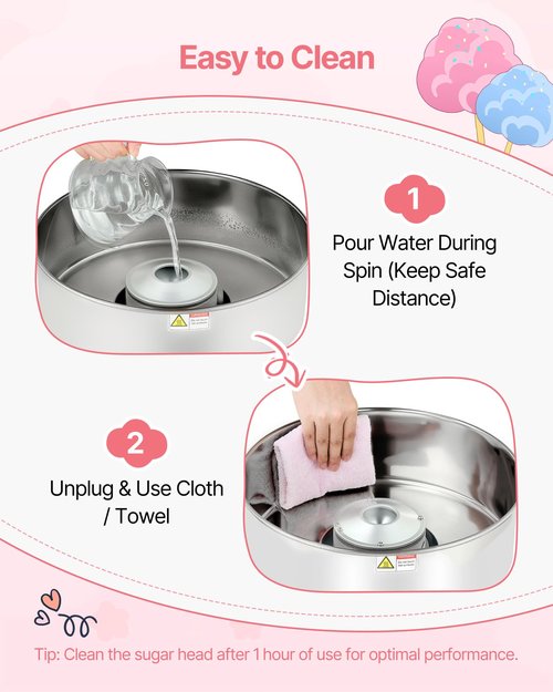 VEVOR Cotton Candy Machine Commercial, 1000W Electric Candy Floss Maker, Easy Use with 15 inch Stainless Steel Bowl and Sugar Scoop, Makes Hard Candy for Home Kids Birthday, Family Party, Blue