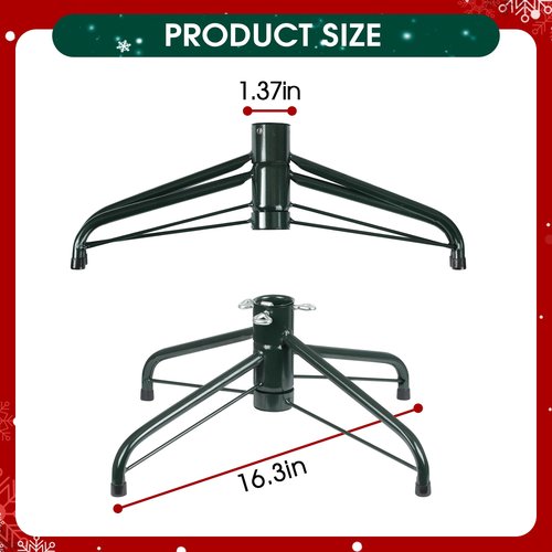 JSungo Folding Christmas Tree Stand, 16.3inch Replacement Christmas Tree Base for 4-6 Feet Artificial Tree, Metal Xmas Tree Holder Fits 0.5 - 1.37 Inch Tree Pole, DarkGreen