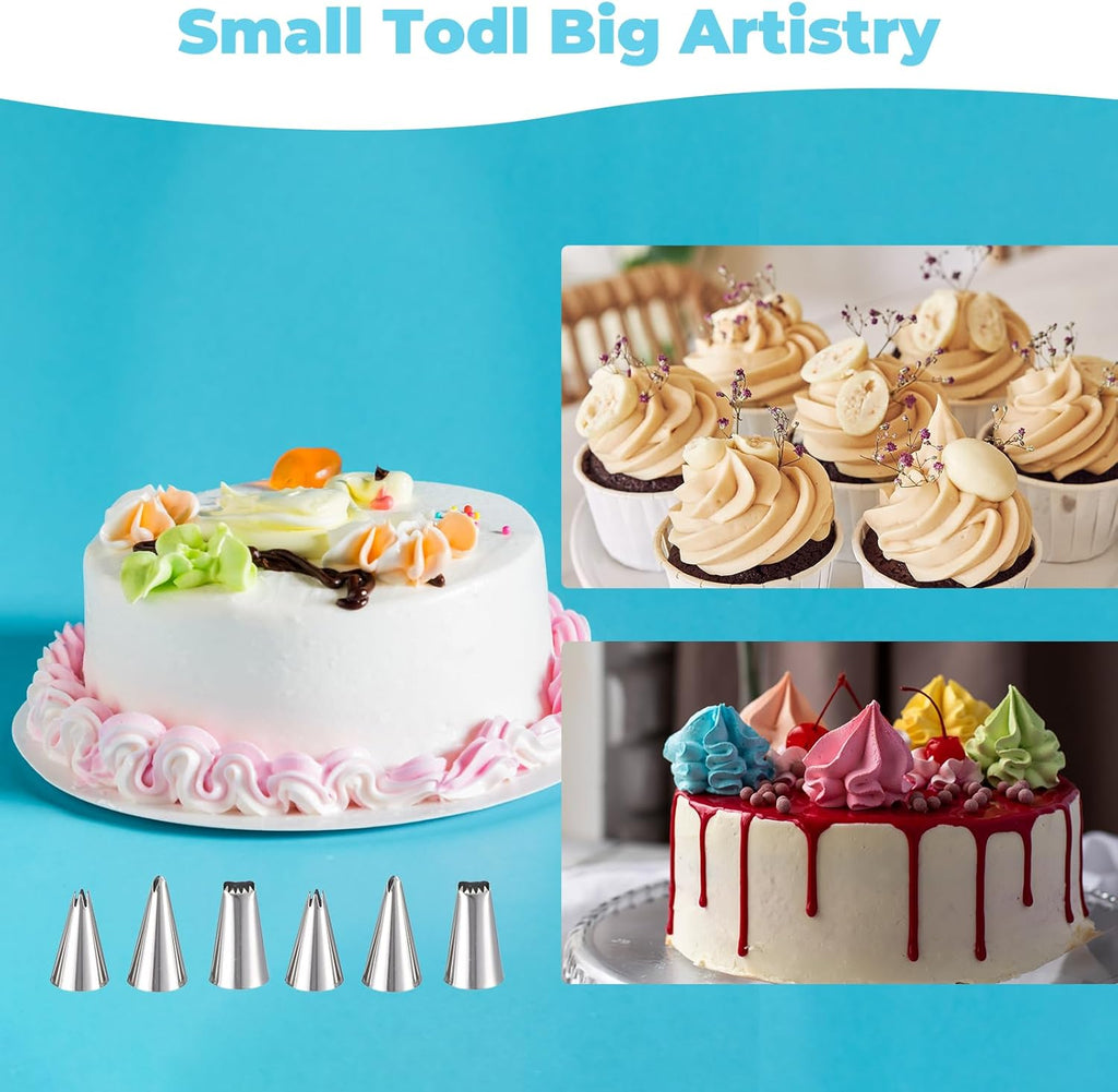 Skiennix Piping Bags and Tips - Reusable Cake Decorating Set with 24 Icing Tips & Accessories