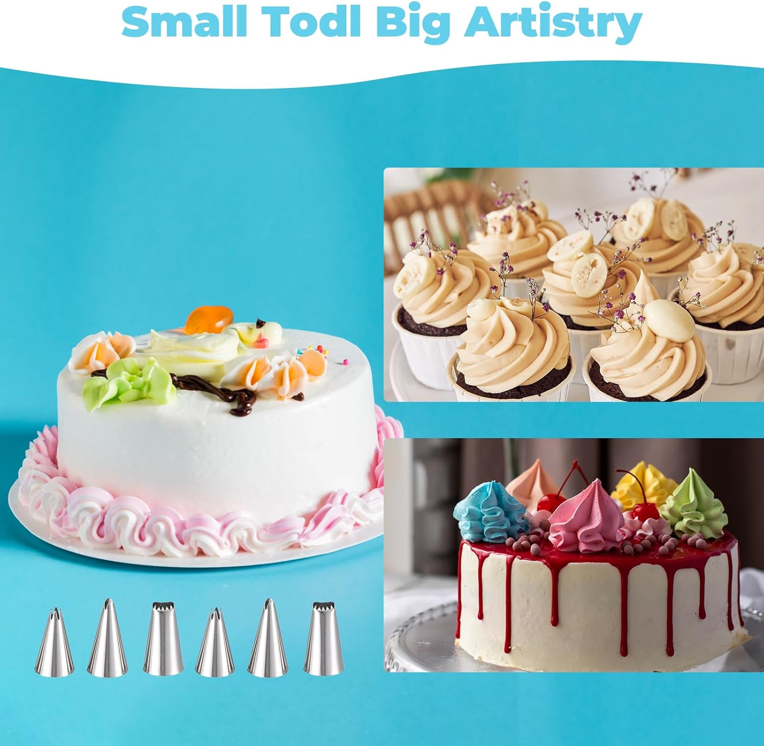 Skiennix Piping Bags and Tips - Reusable Cake Decorating Set with 24 Icing Tips & Accessories