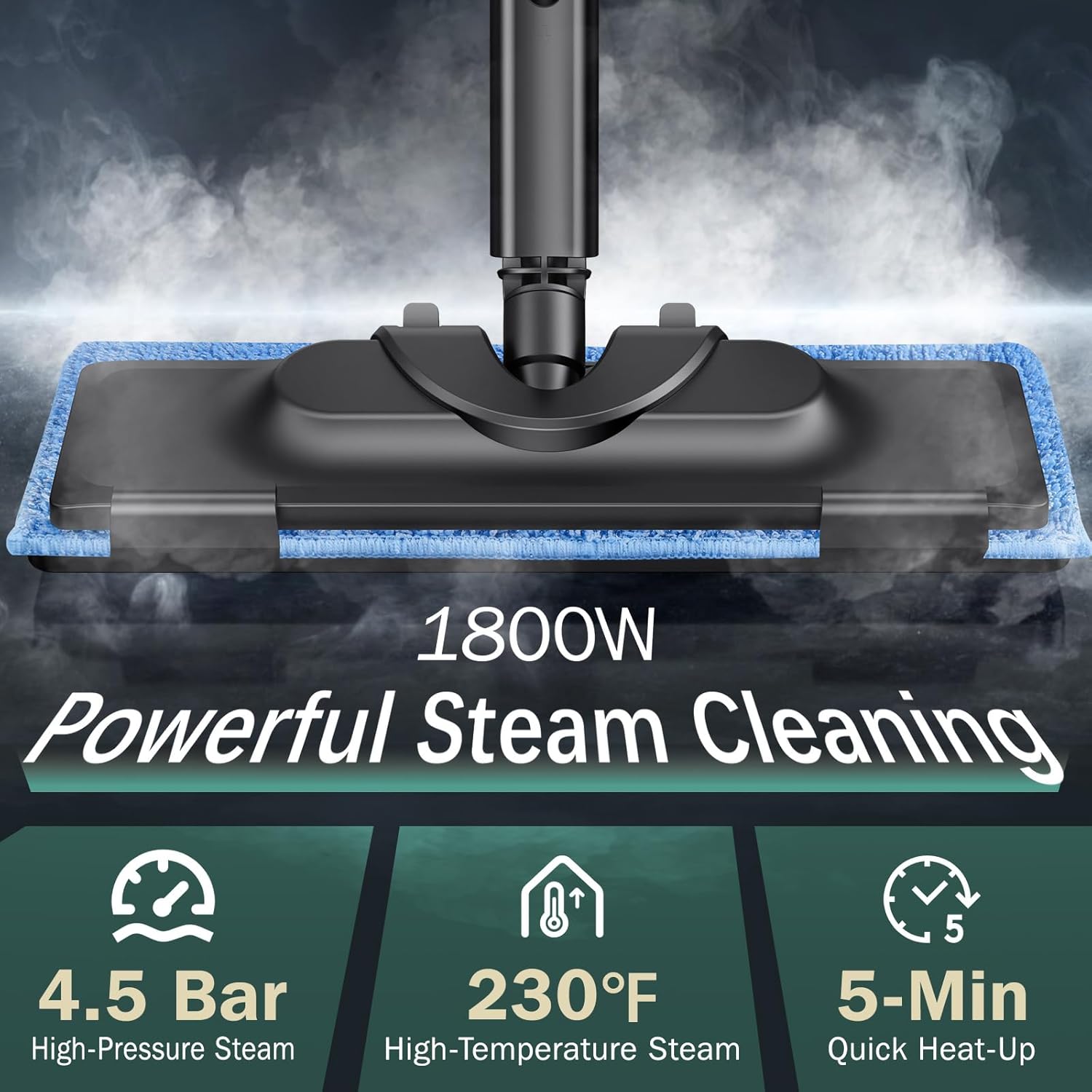Skiennix Steam Cleaner - 1800W Powerful Multipurpose Mop with 28 Accessories & 1.5L Tank | Chemical-Free Floor Cleaning