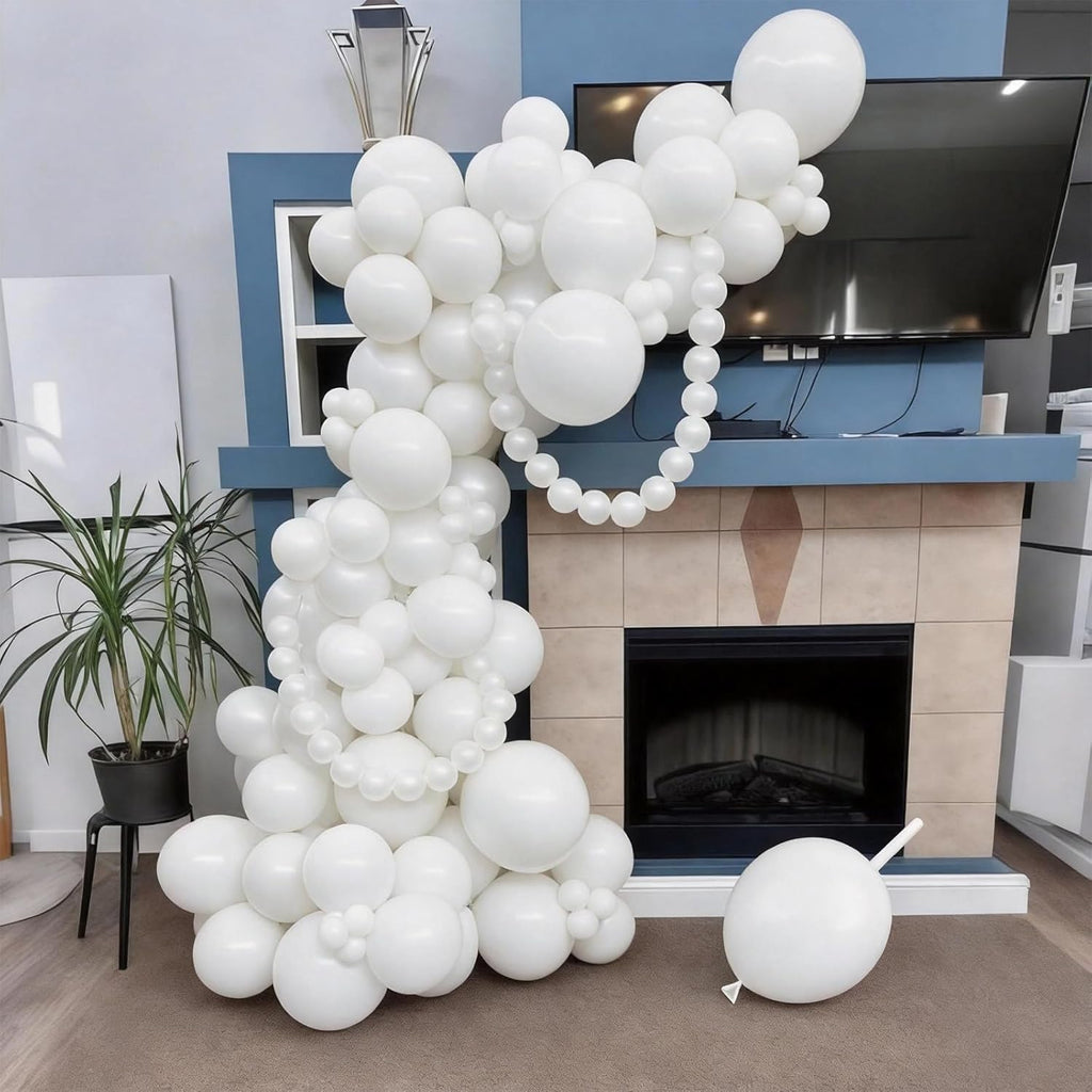 White Linking Balloons by [Brand Name] - 100pcs 6 Inch Quick Link Balloons for Stunning Wedding & Party Decor