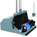 Tiumso Upgrade Broom and Dustpan Set, Broom with Dustpan Combo Sets, Large Brooms and Dust Pan with Handle, Self-Cleaning Dust Pans, Heavy Duty Broom and Dustpans Set for Lobby Kitchen Office - Green