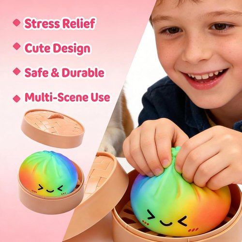 Glitter Dumpling | Colorful Squishy Stress Balls Fidget Toy - Sensory Desk Toy for Stress Relief (2-Pack)