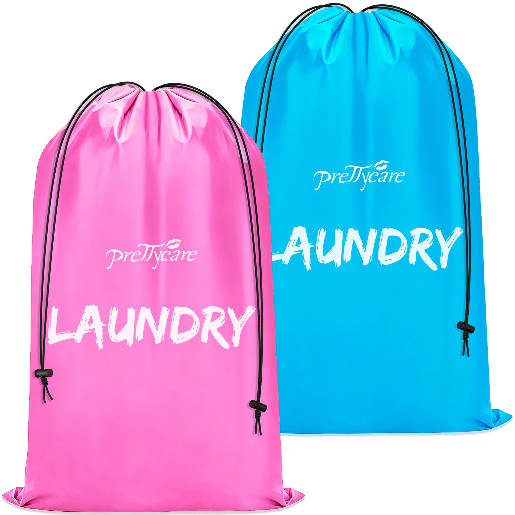 PrettyCare 2 XL (35.5 x 23.6 in) Travel Laundry Bags for Delicates, Washable Dirty Clothes Organizer - Easy to Hold 4 Loads of Laundry, Large Enougha for Laundry Hamper or Basket Travel Essentials