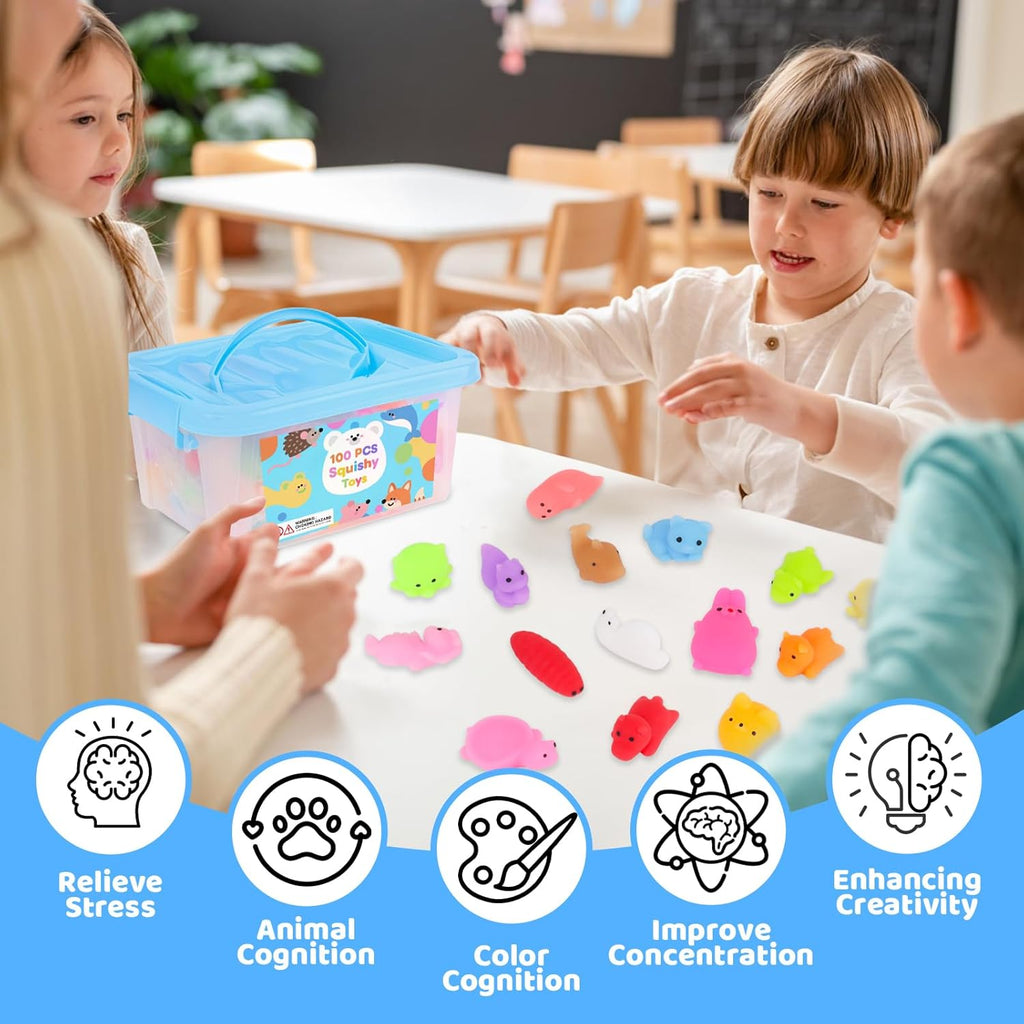 Skiennix 100 Pcs Fidget Toys - Sensory Stress Relief Party Favors for Kids 4-12 | Ideal for Goodie Bags & Classroom Prizes