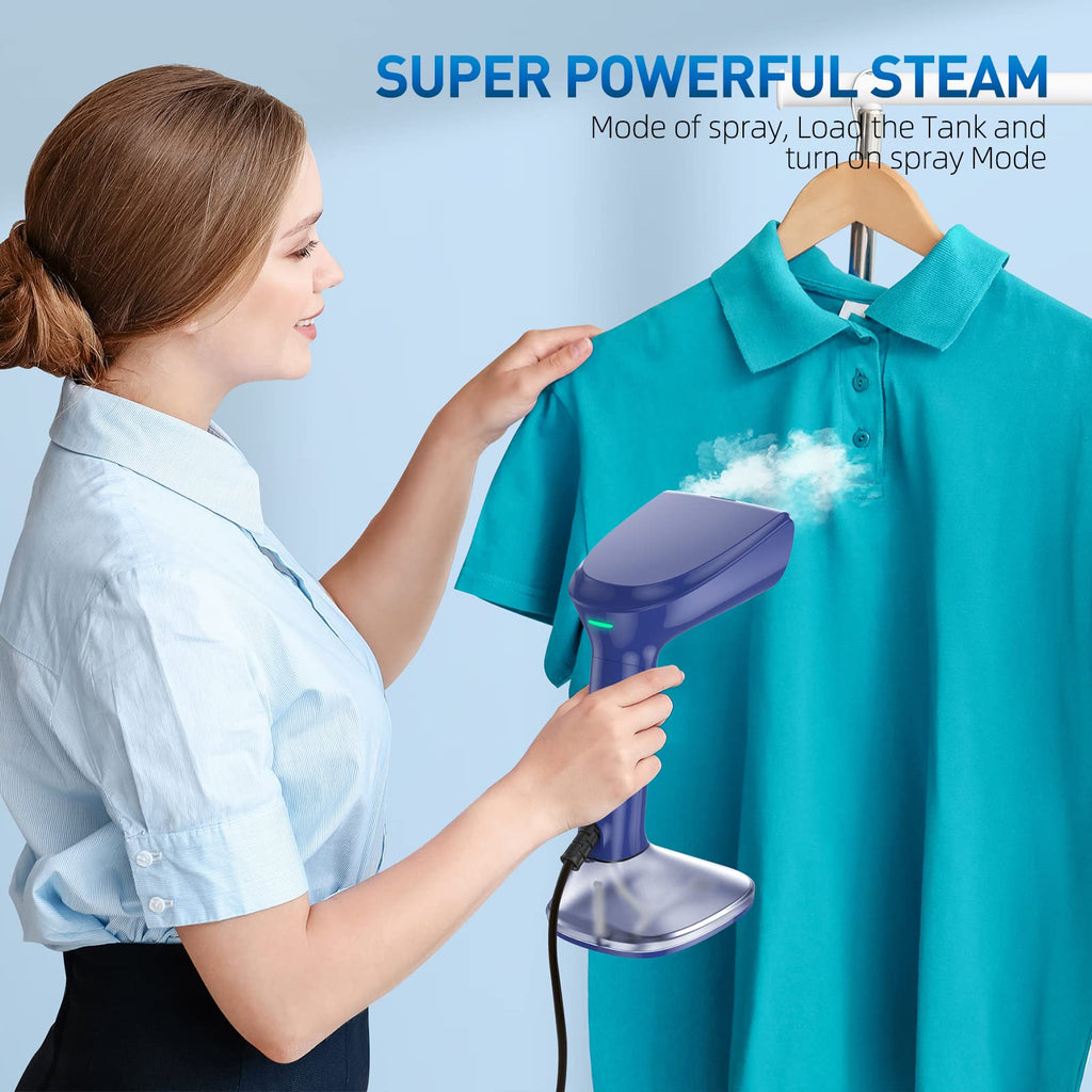 Steamer for Clothes -1800W with Wet/Dry Ironing Modes, 20-Second Heat-up, Detachable Water Tank, Heat-Resistant Gloves for Wrinkle Removal. Suitable for 120V Countries. Color: Black