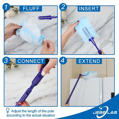 JEBBLAS Disposable Dusters Refills, Heavy Duty Electrostatic Duster Head, Total 30 Count
