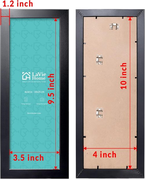 LaVie Home Panoramic Picture Frame - Classic Black 4x10 for Elegant Wall Decoration