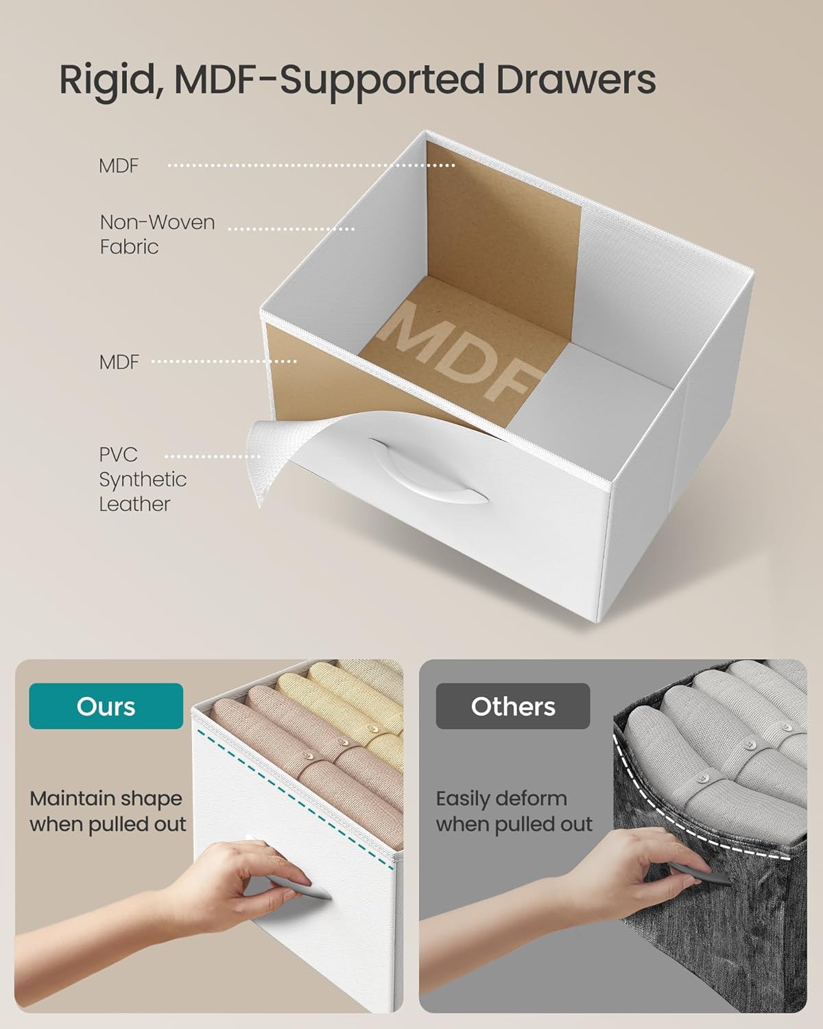 SONGMICS Dresser - 8-Drawer Storage Organizer Unit in Cloud White & Snow White | Durable Steel & MDF Design