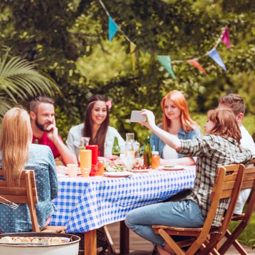 Gatherfun 3PCS Disposable Waterproof Tablecloth - Blue & White Gingham, 54x108 Inch for Picnics & Events