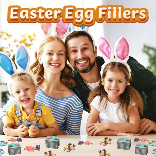 24PCS Kids Easter Basket Stuffers with Cat & Dog Jigsaw Puzzles Toys, Easter Gifts Egg Fillers Party Favors for Kids 4-8 8-12 Goodie Bag Stuffer Classroom Treasure Box Toys Prizes Bulk for Boys Girls