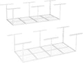 FLEXIMOUNTS 3x8 Overhead Garage Storage Rack - Heavy-Duty Adjustable Ceiling Organizer | 2-Pack, White