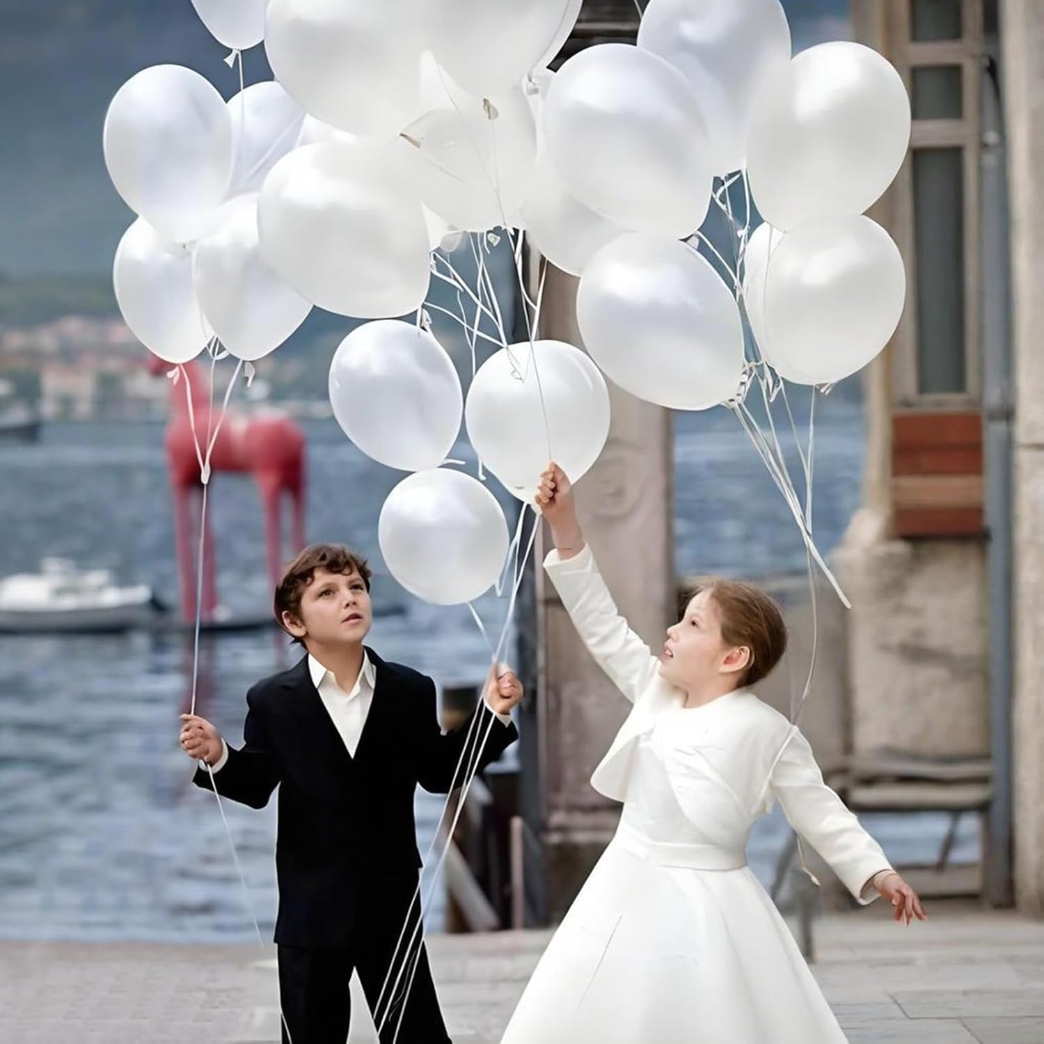 Pearl White Latex Balloons by [Brand Name] - 110pcs 12-Inch Balloons for Birthday Parties & Baby Showers