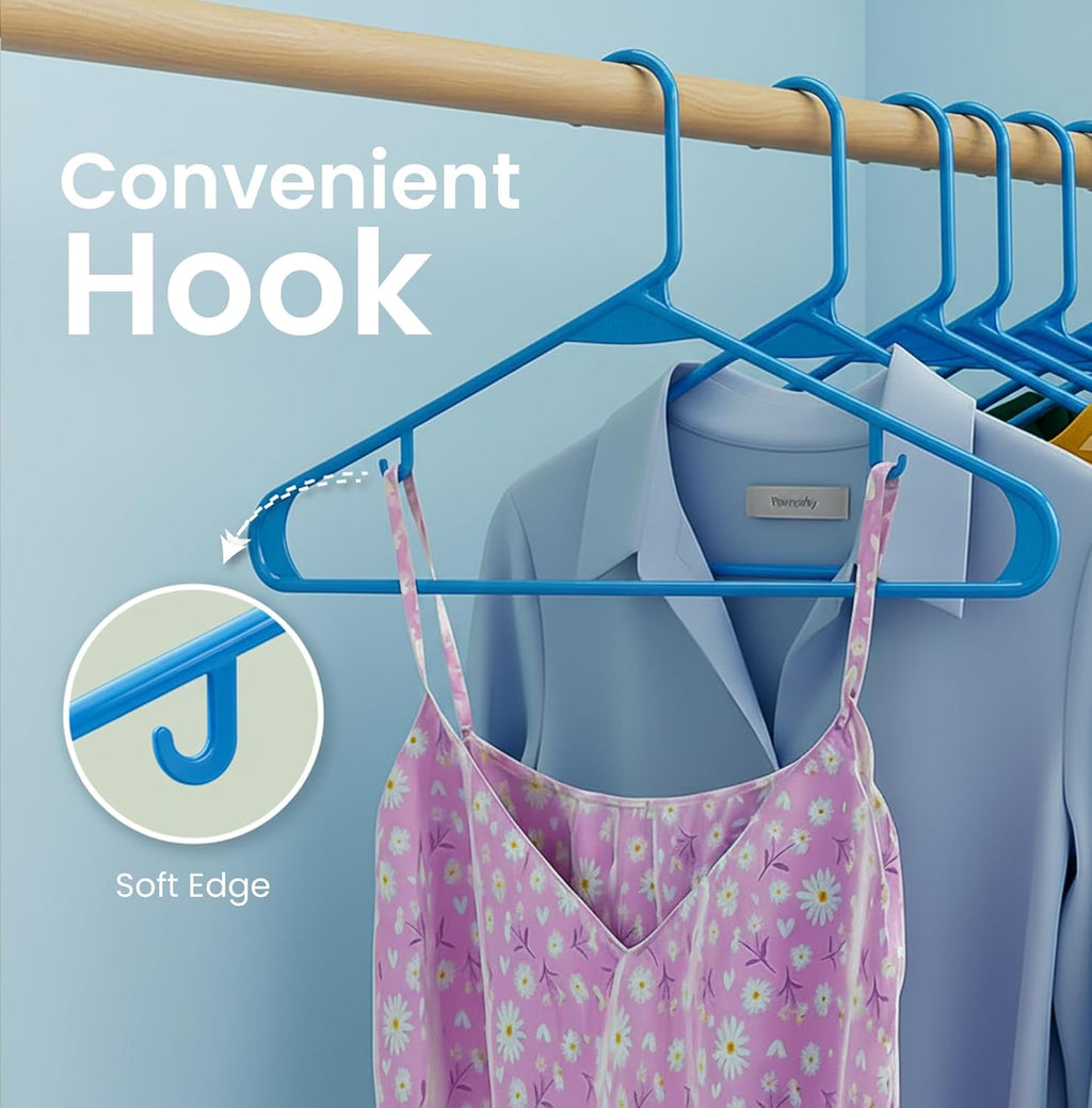 Utopia Home Plastic Hangers 50 Pack - Durable Space-Saving Closet Organizers - Ideal for Shirts, Pants & Coats (Blue)