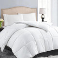 EASELAND Down Alternative Comforter Queen Size - Quilted Duvet Insert for All Seasons, Soft Cozy with Corner Tabs, Summer Winter Warm Bedding, Pure White 88×88