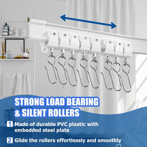 Flexible Ceiling Curtain Track 3m/9.8ft - Bendable PVC with Embedded Steel Plate, Heavy Duty Ceiling Mounted Curtain Track for Windows, Room Divider, RV, Shower