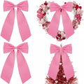 Riceshoot 2 Pcs 10 x 16 Inch Large Bows Valentine's Day Tree Decorations Velvet Ribbon Tree Topper Velvet Wreath Bows with Wired Edge for Valentines Home Fireplace Indoor Outdoor Decor (Pink)