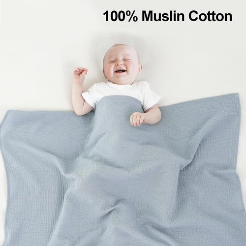 3 Pack Muslin Swaddle Blankets (40x40in) - Ultra Soft Breathable Wraps for Newborn Swaddling, Nursing, and Toddler Playtime, Unisex Design