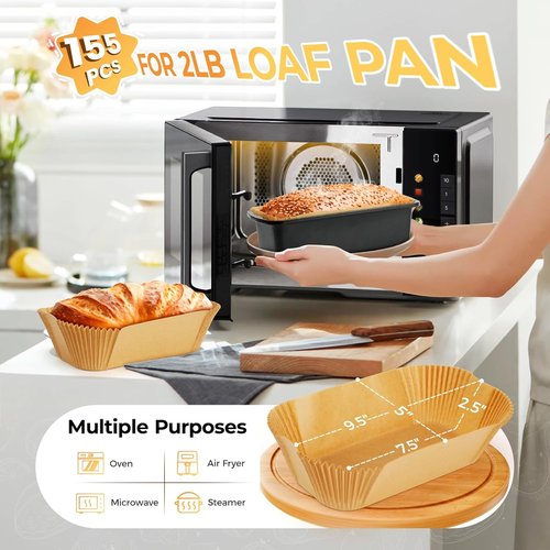 Loaf Pan Liners - 155 Pcs Non-Stick Disposable Parchment Paper for Easy Cleanup | 9x5 Inch for Sourdough, Cakes & Breads