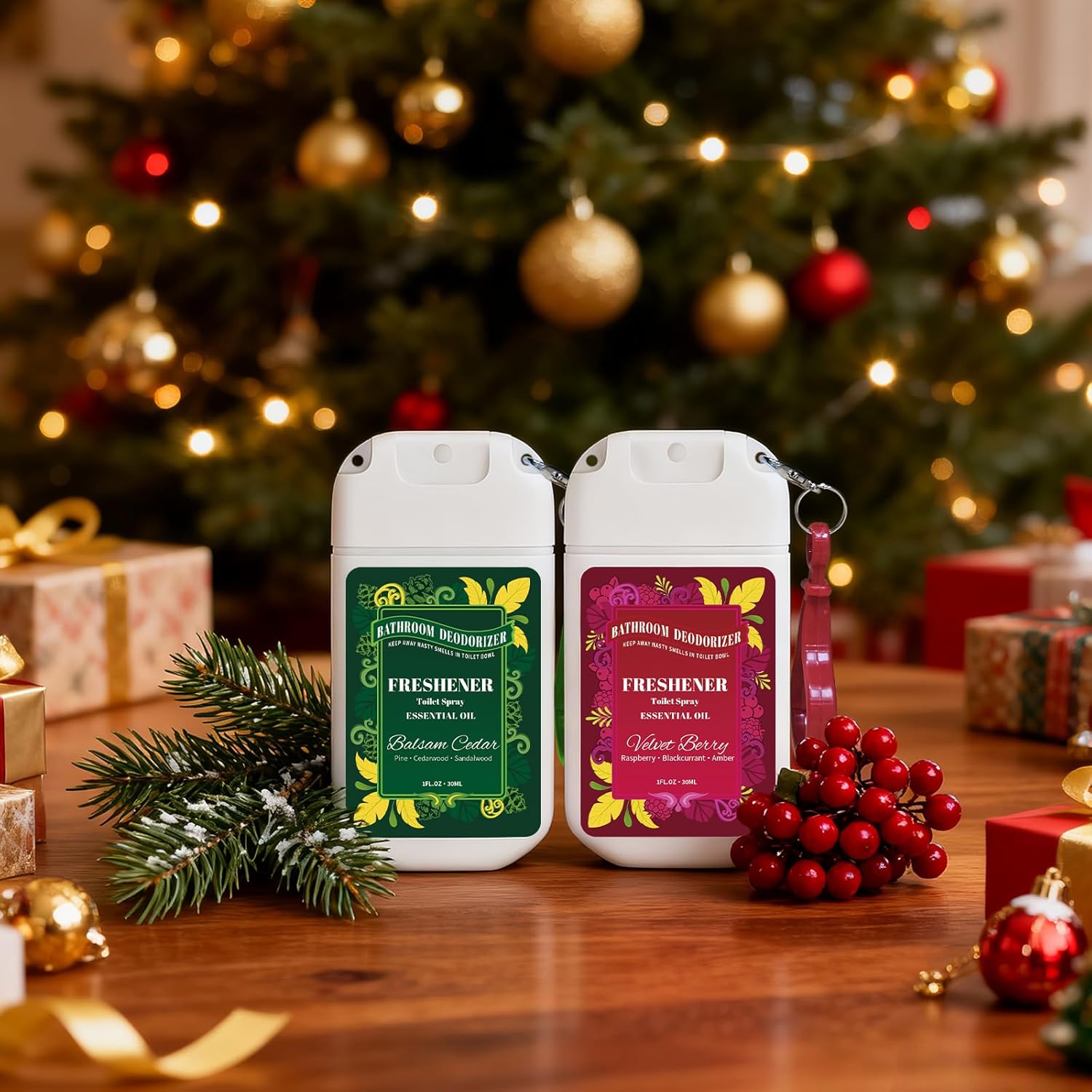 Travel Size Toilet Spray by [Brand Name] - 2 Pack Air Freshener for Bathroom Deodorizer | Cedar & Berry Scent