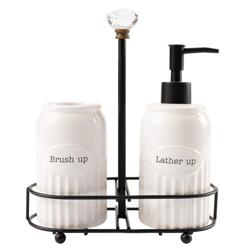 Mud Pie Toothbrush and Soap Knob Caddy Set