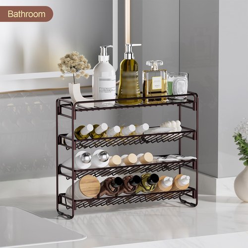 PanPanPal 4 Tier Spice Rack Organizer for Cabinet, Detachable Spice Rack for Countertop, Freestanding Spice Organization for Cabinet, Seasoning Organizer for Kitchen Pantry (13.4" Wx11.2 H, No Jars)