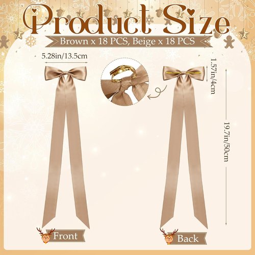 Lyrow 36 Pcs Champagne Ivory Satin Ribbon Bows - Elegant Wedding & Party Decor (19.7" x 5.28")