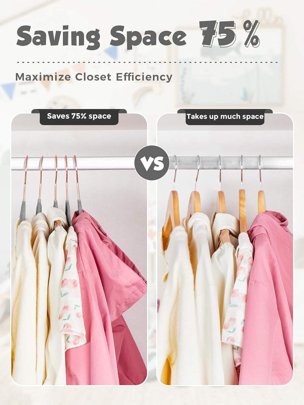 Smartor Kids Velvet Hangers - 50 Pack Premium Non-Slip Felt Hangers for Toddler Clothes | 14 Inch Grey with Rose Gold Hook