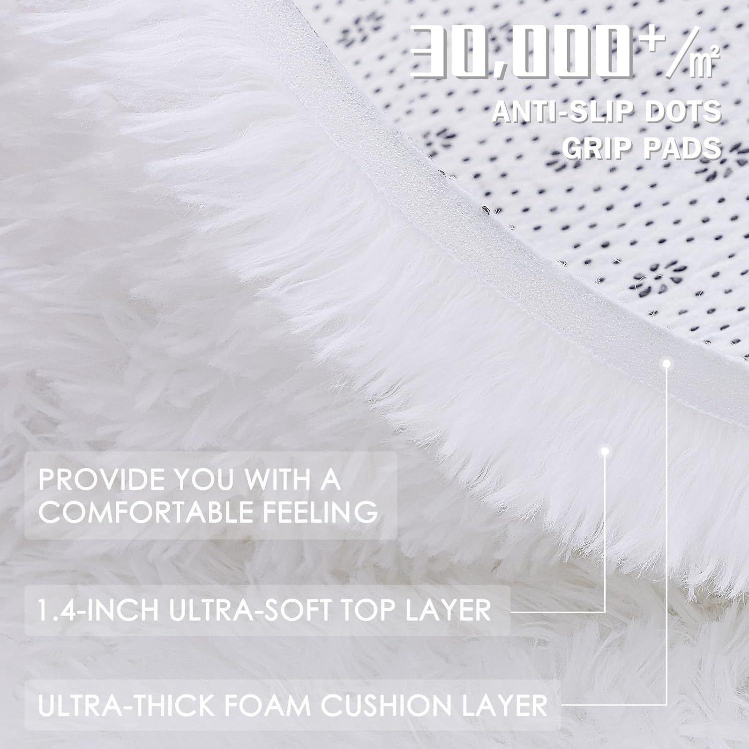 OLANLY Large Area Rug - Soft Fluffy Shaggy Carpet for Living Room & Bedroom | 7x12 ft, White