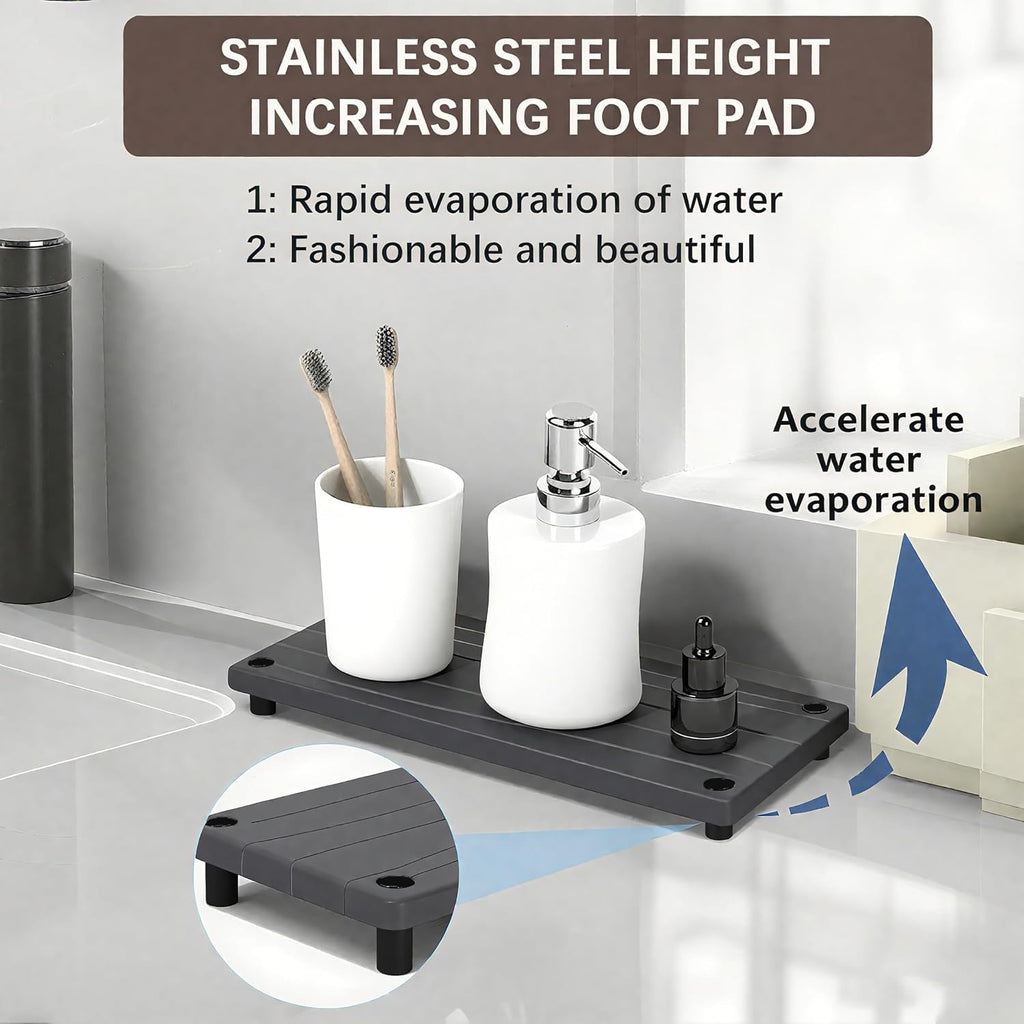 Skiennix Quick Dry Sink Caddy - Water Absorbing Stone Tray & Organizer for Kitchen or Bathroom