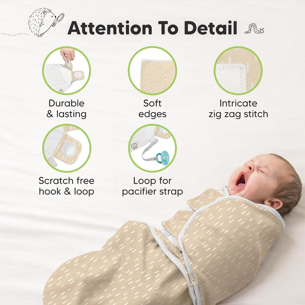 Organic Baby Swaddle Sleep Sacks by 3-Pack | Soft & Snug for Newborns 3-6 Months - Dino Ridge, Large