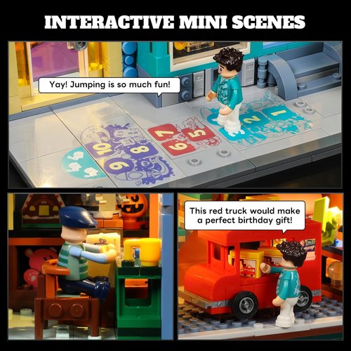 Lumibricks Building Bricks Set - City Town Modular Dollhouse with LED Light Display | 3086 Pcs Construction Kit for Adults & Teens