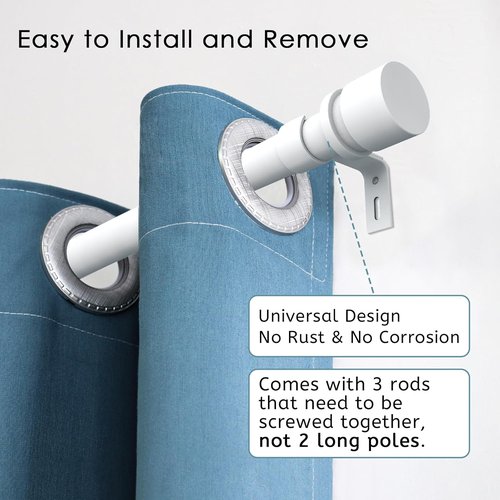 Byondeth Curtain Rods - Adjustable 16 to 60 Inch Window Rods with 1 Inch Diameter - White Finish