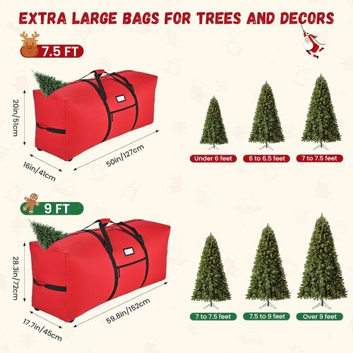 Heavy-Duty Waterproof Christmas Tree Storage Bag by [Brand Name] - 9 ft, Dust-Proof & UV-Proof with Dual Zipper & Wheels