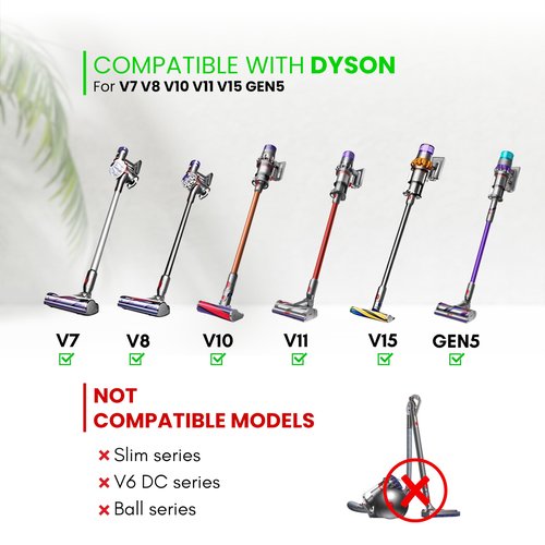 GHAMADE Vacuum Attachments & Brushes for Dyson V7 V8 V10 V11 V15 Gen5: Flexibible Crevice Tool, Horsehair Vacuum Attachment, Traceless Dust Brush (Home, Car Detailing & Corner Cleaning Set)
