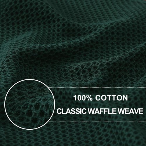Homaxy 100% Cotton Waffle Weave Dish Towels - Ultra Soft & Absorbent | Quick Drying, 13 x 28 Inches, 6-Pack in Blackish Green