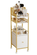 Makeup Organizer Storage Cart with Drawers, Large Floor Makeup Skincare Organizers, Rolling Makeup Cart Vanity Organizer Cosmetics Display Cases Holder for Nail Polish Brush Hair Tool（Gold）