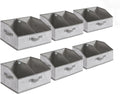 SONGMICS Storage Baskets Set of 6 - Foldable Fabric Bins with Removable Dividers | 15.7 x 11.8 x 7.9 Inches, Cattail Gray