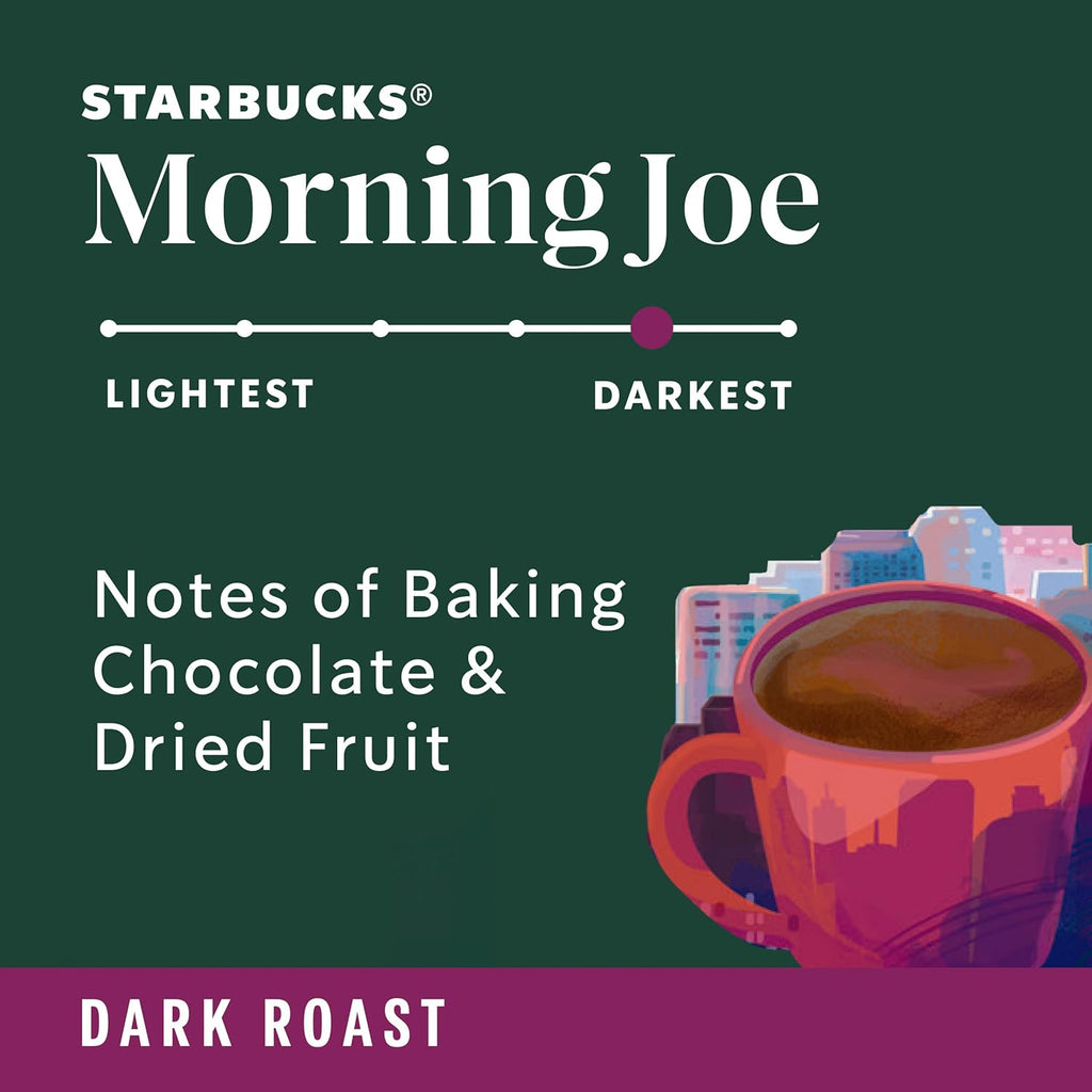 Starbucks Ground Coffee - Dark Roast for Hot or Iced Coffee | Six 12 oz Bags of Morning Joe