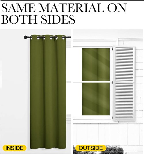 NICETOWN Blackout Curtain Panels - Thermal Insulated Draperies for Bedroom | Olive Green, 34x72 Inches (One Pair)