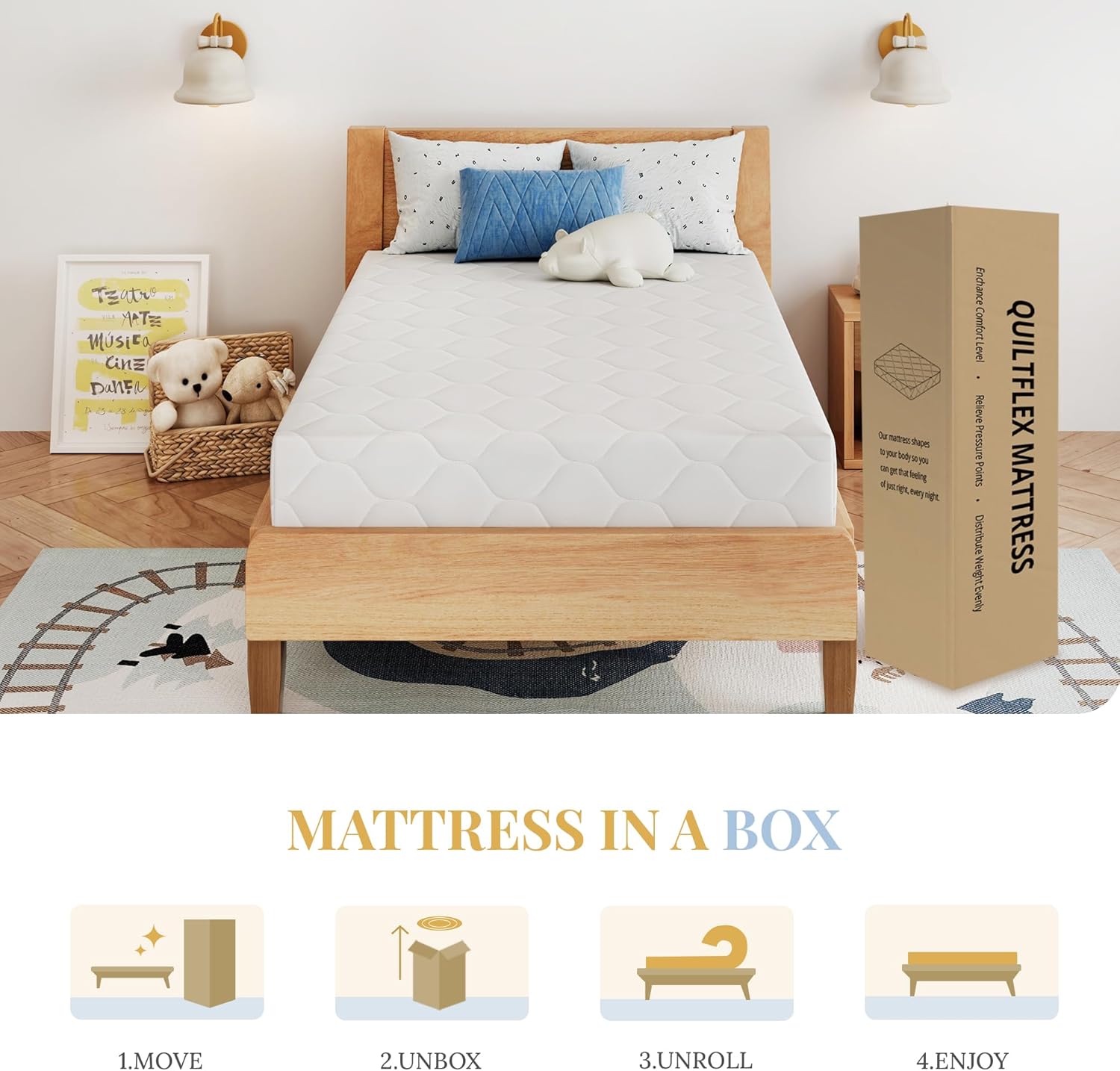 Skiennix 6-Inch Twin Size Memory Foam Mattress - Medium Firm Support, Pressure Relief, CertiPUR-US Certified